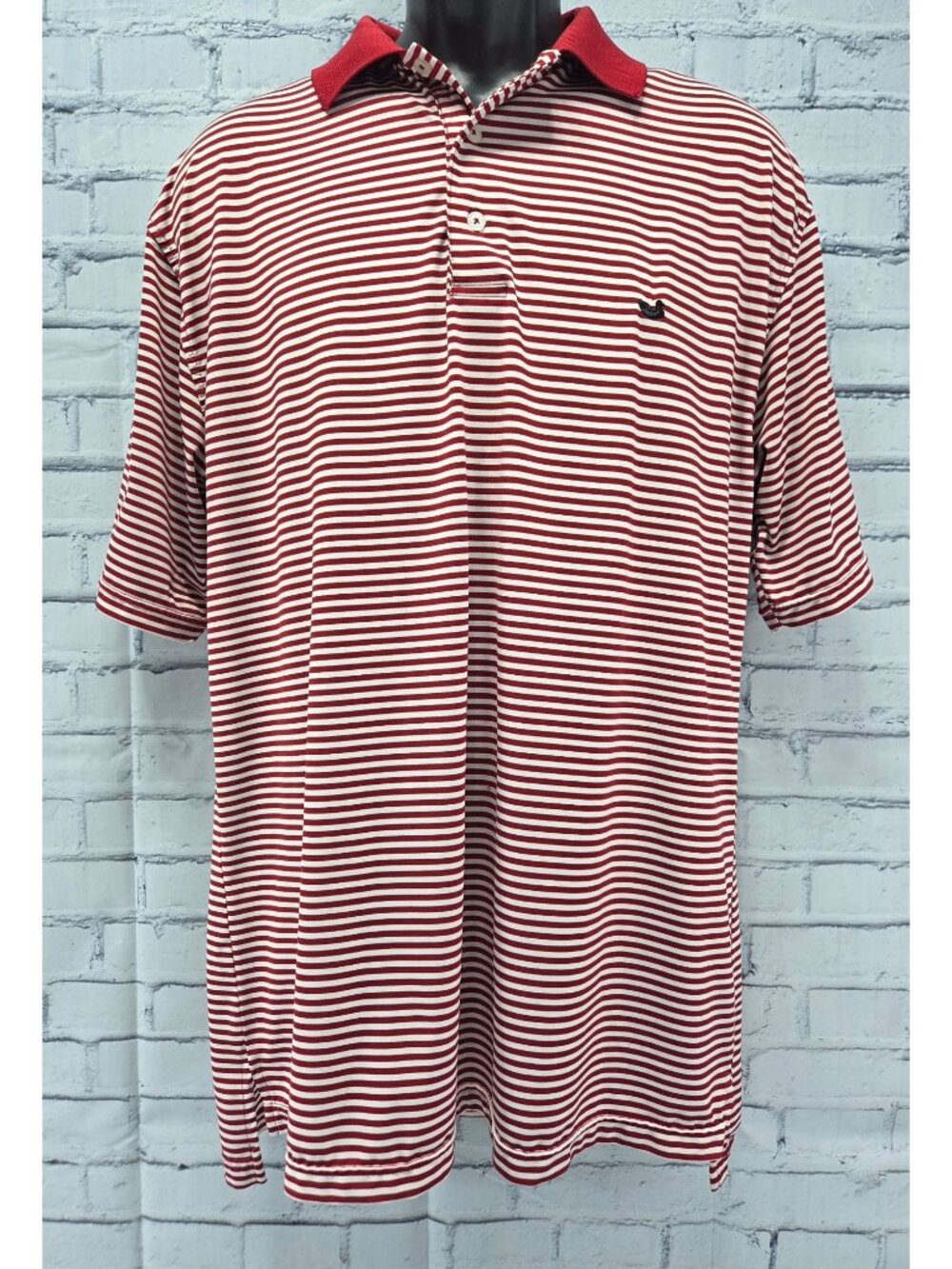 Southern Marsh Mens Red & White Striped Polo Shirt Large